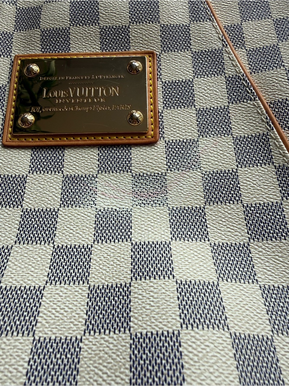 Louis Vuitton Damier Azur Shoulder Bag in Cream and Tan Leather Trim - Picture 5 of 5